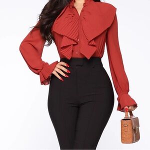 Ruffled Blouse -Rust